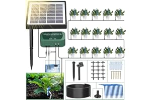 SoulBay Solar Irrigation System, Self Automatic Greenhouse Watering Systems Drip Irrigation System Kit with Timer and 15m Hose for Garden Indoor Outdoor Plants Lawn Potted Balcony Vegetables