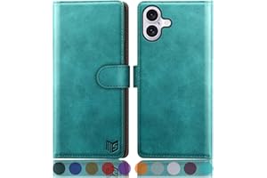 SUANPOT Funda para iPhone 16 6.1" con Tapa【Bloqueo RFID】de Cuero PU Cierre Magnético，Soporte Plegable，Ranura para Tarjeta Cover para Apple 16 Phone Case Azul Verde