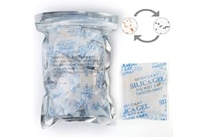 LotFancy Bolsas de Gel de Sílice, 5g x 50 Paquetes Desecantes de Humedad, No Tóxico, Inodoro, Seguro