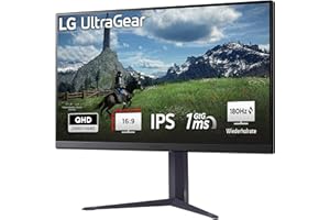 ‎LG LG Electronics 32GS85QX-B.AEU UltraGear™ QHD Gaming IPS-Monitor 32" (80 cm), 2560 x 1440, 16:9, 1ms GtG, 180 Hz, HDR10, DCI-P3, NVIDIA G-Sync™ Compatible, AMD FreeSync™ - Grau