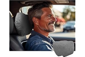 ‎POKSRI POKSRI 2stk Auto-Nackenkissen,kopfstütze Auto nackenstütze für Fahrerseats,Superfiber Wildleder,Pflanzenbasiertes Polyester,Dicke/Höhe verstellbar,30x19cm,füllbares Innenfutter(grau)