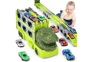Apritsce Transporter Truck Macchinine Giocattoli, 170 cm Camion Macchinine Giocattolo per Bambini con 6 Macchinine Tiranti, Pista Macchinine per Bambini 3 4 5 6 7Anni