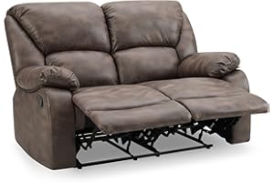 Home Detail Recliner Sofa Set - 2 Seater, 3 Seater, and 1 Seater Armchair - Small Couch Living Room Chairs in Faux Leather (Brown, 2 Seater)