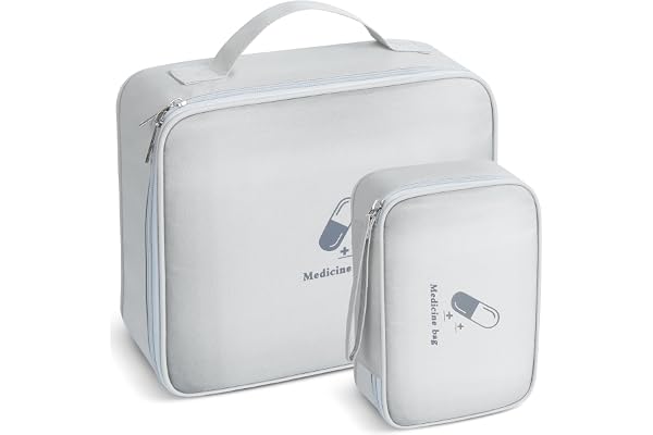 AiQInu Trousse de Secours Vide, 2 Pièces Étanche Sac de Médecine Portable, Trousse de Médecine Sac d'urgence de Grande Capacité, Sac de Rangement de Médicaments pour Maison, Bureau, Voyages