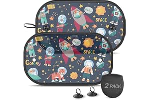 DIZA100 Sonnenschutz Auto Baby, 2 Stück Universelle Sonnenschutz Auto Kinder Seitenscheibe UV Schutz mit Saugnäpfen für Baby, Kinder, Haustiere- 51 x 31 cm(Motiv: Weltraum)
