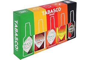 Tabasco Coffret Cadeau de Sauce Piquante - Set Cadeau de Sauce Deluxe avec 5 Saveurs Différentes - 100% Ingrédients Naturels - Pour les Amateurs de Sauces Épicées