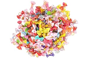 LTTEEA 50PCS Dog Hair Bows,Puppy Dog Hair Bows with Elastic Rubber Bands,Pet Hair Accessories for Small Medium Dogs and Cats,Mixed Colors Dog Hair Clips,Puppy Topknot Dog Bow Ties for Grooming,Long Hair Pets