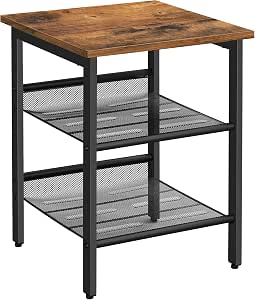 VASAGLE INDESTIC Beistelltisch – Mit 2 Verstellbaren Gitterablagen, Industrielles Design, 40x40x55 Cm