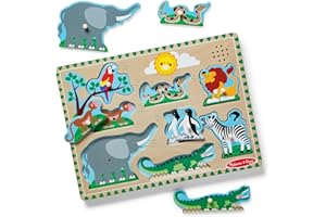 Melissa & Doug Zoo Animals Sound Puzzle - Wooden Peg Puzzle With Sound Effects (8 pcs)