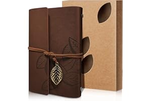 Joy & Inspiration A6 Taccuino Diario in PU pelle Marrone Vintage con rilegatura a spirale Ricaricabile Diario di viaggio con Carta Kraft Fogli utilizzabile come blocco per Schizzi Quaderno Diario
