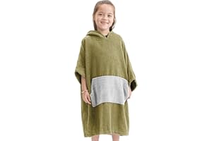 HOMELEVEL Ponczo do surfowania dla dzieci - bawełniany ręcznik plażowy z kieszenią i kapturem - peleryna na na 6-9 lat i 10-13 lat