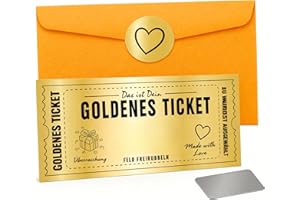 PRECORN Gutschein Rubbelkarte - Goldenes Ticket zum Selbstbeschriften - Kreative Geschenkidee Edle Rubbel-Geschenkkarte zum Geburtstag Geburtstagsgeschenk, Weihnachten, Reisegutschein, Kinogutschein