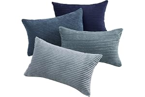 Topfinel Kuddfodral 30x50 Blå Corduroy 2-delat set Randigt mönster Kuddfodral Dekorativa kuddar Soffkuddar Soffkuddar Dekorativa kuddfodral Vardagsrum Sovrum