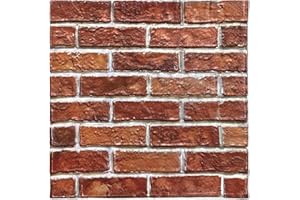 I K H E MALARKA 50 Stück - 4,5m², 3D Tapeten Paneele EPE - Schaum PVC SELBSTKLEBEND Wandpaneele Steinoptik Wasserdicht Wandverkleidung Steintapete Aufkleber 30x30cm (Rot JM-WP510)