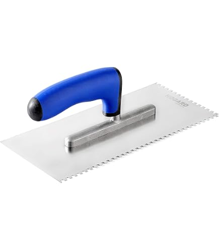 DEWEPRO® Truelle Crantée 6x6 Mm – Spatule Professionnelle Inox 270x130 Mm Pour Colle à Carrelage Et Mortier