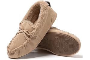 JOMIX Mocasines Mujer Invierno con Peluche Zapatillas Casa Mujer Invierno Calientes con Lazos Zapatos Planos Mujer