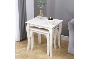 SogesHome Tavolini per caffè in Legno Set Tavoli Tavolini Set di Tavolini Classici Bianchi 2 Pezzi in MDF per Soggiorno Camera da Letto Ufficio, Bianco Avorio