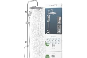 Schütte Duschset MALLORCA Duschsäule mit großer Regendusche, Handbrause mit 3 Strahlarten, Duschsystem ohne Armatur, Chrom