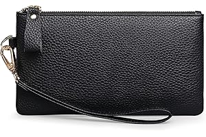 SENDEFN Women's RFID Blocking Genuine Leather Wristlet with Strap and Zip Coins Pocket