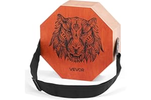 VEVOR Cajon Instrument mit internen Gitarrensaiten & Basston, tragbare Percussion-Box aus Holz, Trommel-Musikinstrument aus Birkenholz mit verstellbarem Gurt, für Anfänger & Profis, 295x295x100mm