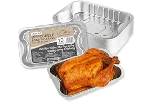 DELAHUNT CATERING SUPPLIES Disposable Aluminium Roasting Trays [10 Pack] Heavy-Duty Deep Tin Foil Trays, Containers for Cooking, Baking, BBQ, Meal Prep & Freezer Storage, Ideal for Christmas Dinner & Parties (29.3 x 19.3 x 5cm)