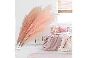 RYDDELIGHOME Large Pink Pampas Grass Artificial 3 stems Faux Pampas Grass For Floor Vase Pastel Long Pink Feathers Blush Pink Bedroom Accessories Home Decor Accessories Living Room
