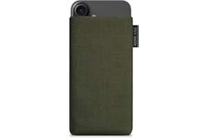 Adore June Classic Oliv-Grün Tasche kompatibel mit iPhone 16e / iPhone 16 Handytasche aus widerstandsfähigem Cordura Stoff mit Display Reinigungs-Effekt
