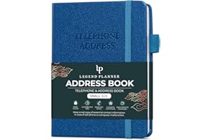 Legend Planner Address Book with Alphabetical Tabs – Mini Telephone Contacts Book for Phone Numbers, Addresses, Passwords, Small (Mystic Blue)
