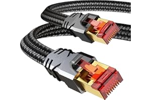 Tesmax Cat 8 LAN Kabel 5meter, 40Gbps Netzwerkkabel Hochgeschwindigkeits 2000MHz S/FTP Ethernet Kabel Gigabit POE RJ45 Nylon Geflochtener Vergoldeter Patchkabel für PS5/4 Router Switch Steam Deck