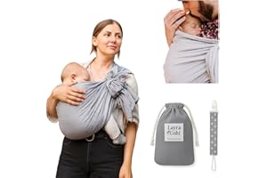LAYRA COHI VALENCIA, ESPAÑA Layra Cohi ® Fular Portabebé Tipo Sling con Nudo Corredizo y Bandolera + Chupetero + Bolsa - Comodidad y Seguridad para tu Bebe - Fácil de usar - Baby Carrier - Certificado OEKO TEX
