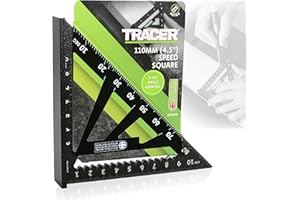 TRACER Speed Square 110mm (4.5 Inch). Rafters Square with Metric and Hip & Valley Scales. Roofing and Carpentry Marking Tool