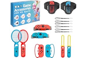 JoyHood Switch Sports Zubehör Set für Switch & OLED, 10 in 1 Family Party Switch Spiele Zubehör Kit für Joy-Con Controller, Geschenke für Kinder & Erwachsene