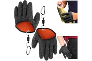 Qianyu 2Pcs Fishing Gloves with Magnet Anti-Slip Ice Fishing Glove Release Professional Catch Fish Gloves Non-Slip Textured Grip Palm Glove for Men Women Handling Cleaning Accessories