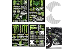 MEIFIYU 4 adesivi per casco da moto, adesivi Monster Energy, adesivi per motocross, adesivi per moto, mostri, adatti per auto, motocross, biciclette, caschi da moto, scooter auto da corsa