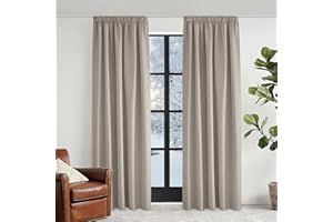 KGORGE Thermovorhang Kälteschutz Wohnzimmer Gardinen mit Kräuselband 2 Stücke Verdunklungsvorhänge Übergardinen für Schienen Thermo Gardinen, 240 x 140 cm(HxB), Sandfarben