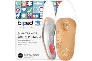 biped Plantilla Premium Mini de cuero de curtido vegetal - con botón - apoyo metatarsal - almohadilla para el talón z2225