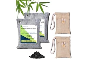 DTXDTECH Charcoal Bags, Bamboo Bag 4 pack, 2x200g+2x100g Air Purifier And deodorize, Charcoal Air Purifying Bags