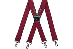 RIONA Réglable élastiques Hommes Bretelles Suspender X-Forme 3.8 cm Extra Fort avec 4 Clips Métalliques Diverses Couleurs