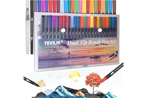 ‎TEVILIK TEVILIK Dual Brush Pen Set, Fineliner 0,4 mm - 23 Farben Filzstifte kinder für Bullet Journal Kinder und Erwachsene Mandala Fasermaler 1-2 mm, Geschenke für Mädchen Adventskalender Füllung 2023 Kinder