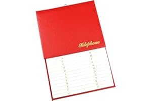 Esposti Address & Telephone Index | Vinyl Grained Cover & Hanging Hook | Red | Size 150 x 230mm