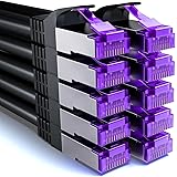 deleyCON 10x 0,5m CAT7 Câble Réseau - 10 Gigabit - Câble de Raccordement RJ45 Câble Ethernet (Cuivre, SFTP PiMF Blindage) - p