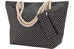 Ropo22 Bolsa Playa. Bolsas De Playa Con Forro Antiarena De Lona. Bolso Playa Mujer Con Cremallera y Neceser Exterior. Bolsa De Playa y Piscina Impermeable Con Asas De Cuerda. Bolsas De Playa Grandes.