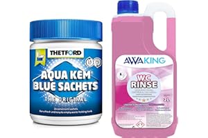 PLANTAWA Thetford Aqua KEM Blue Sachets + Rinse Awaking 2l,Líquido WC Químico,Liquido WC Potti, Aditivo Aguas Negras Caravana, Liquido Taza WC,Depósitos Autocaravanas,Concentrado,Aromatizante