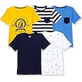 Amazon Brand - Jam & Honey Boy's Regular Fit T-Shirt (Pack of 5)