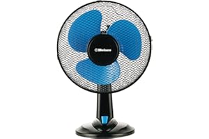 Belaco 12inch Blue Table Fan Desk Fan with 3 Speed Oscillating cooling fan Stand Fan floor fan Low Noise Strong Resistant Base high protective mesh grill home office (Black & Blue)
