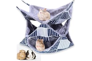 NICECONE 3 Layer Pet Cage Hammock, Small Animals Warm Plush Triple Bunkbed Cage Hanging Hammock Bed Cage Accessories Toy for Guinea Pig Sugar Glider Parrot Ferret Squirrel Hamster Rat