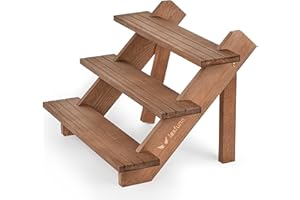 LEXFUNN Wooden Jewellery Display Rack Stand Earring Stall Stand Organizer Shelf 3/4 Tier (3 Tier - Brown)