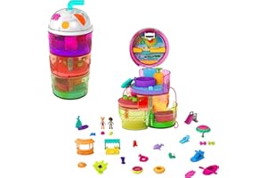 Polly Pocket - Playset Cofanetto a Forma di Frullato Tropicale, a Tema Parco Acquatico, 3 Piani e Tanti Accessori, Giocattolo per Bambini 4+Anni, HFP99
