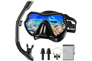 Vautvis Maschera Snorkeling Adulto, Maschera E Boccaglio Snorkeling, Antiappannante Maschera Sub, Maschera Da Sub Panoramici A 180°, Maschera Mare Adulto, Set Da Snorkeling E Immersioni