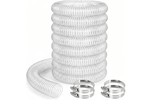 Sugslang 50 mm, 3 m transparent PVC dammuppsamlingsslang flexrör sugslang med 4 slangklämmor i rostfritt stål, dammsugarslang